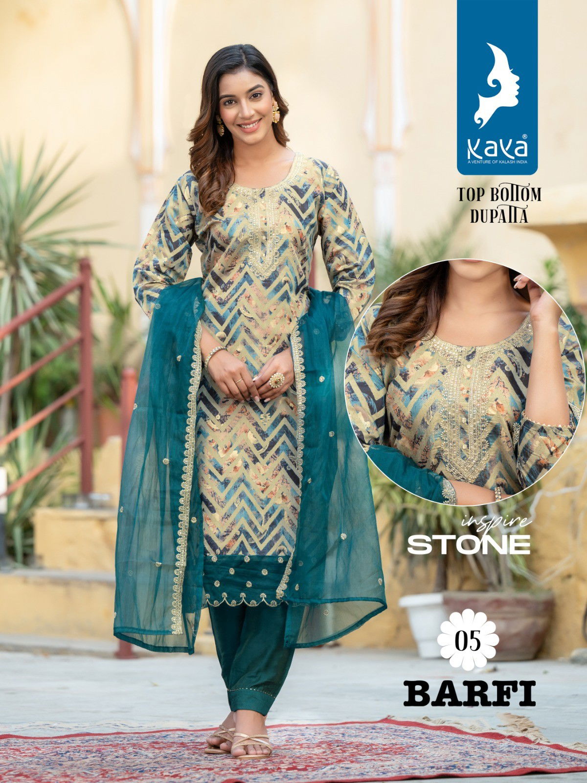 Kaya Barfi Chanderi Model Readymade Suits Catalog